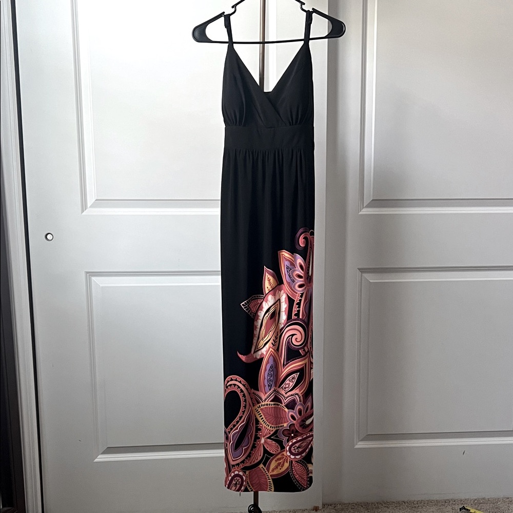 MSK Black floral maxi dress